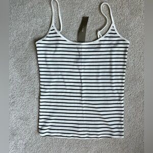 J. Crew Fine rib camisole in green white stripe, S small NWT